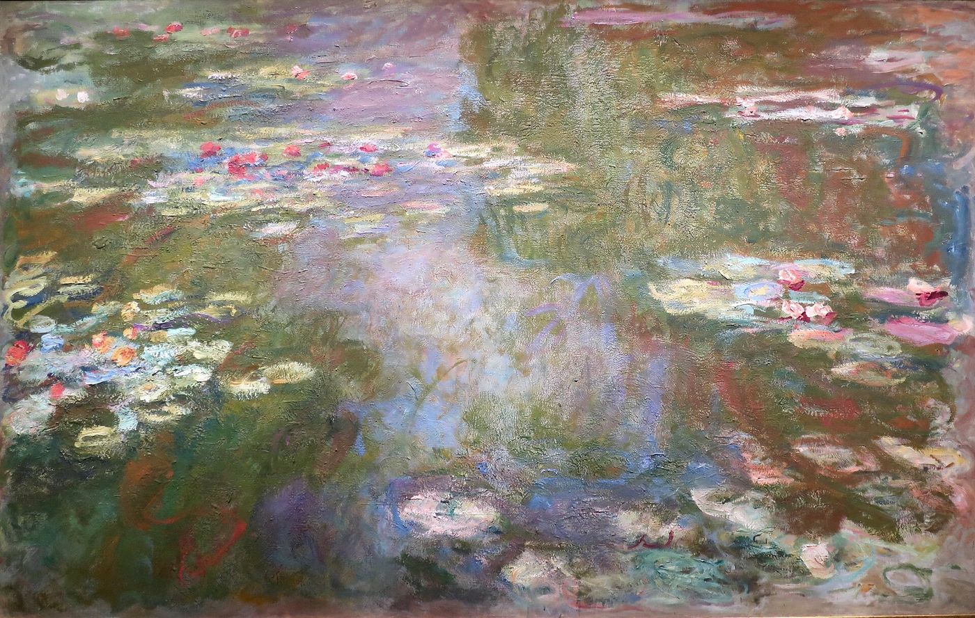 Monet — water lilies settling on the surface